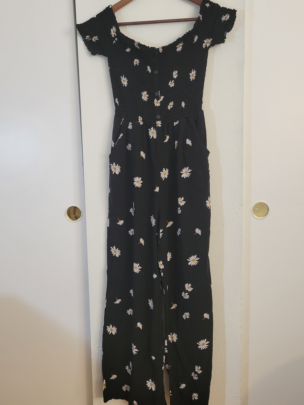 Nevena Rae Black Off-Shoulder Daisy Jumpsuit